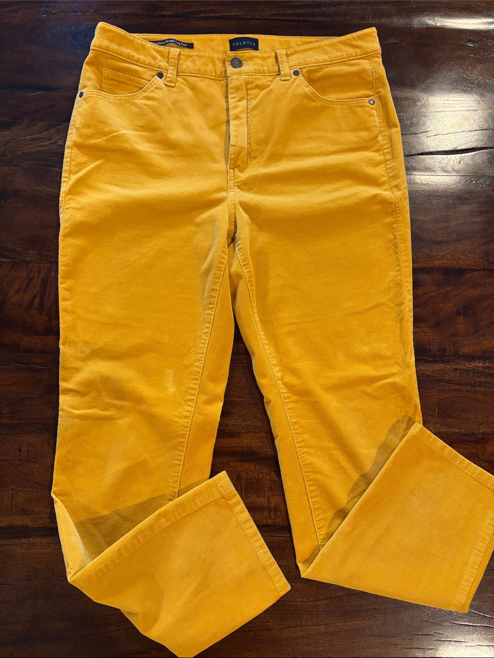 Talbots Straight-Leg Corduroy Jeans in Mustard Yellow
